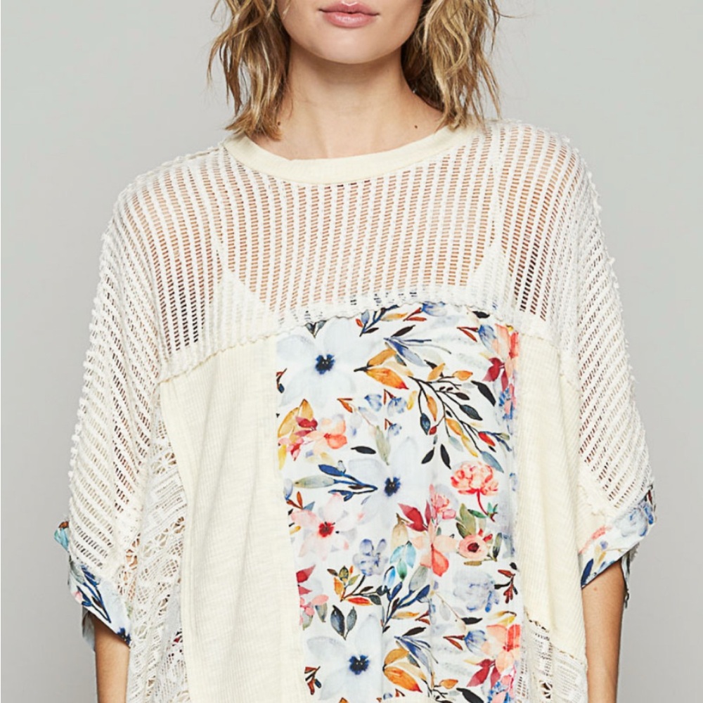 New POL Cream Top/Coverup with Elegant Design